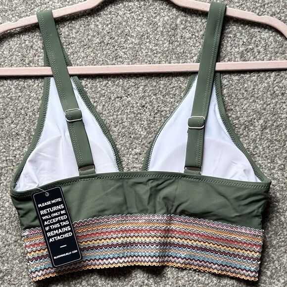 NWT Blooming Jelly V Neck High Waist Bikini Swimsuit Size Medium Sage Green - Picture 3 of 11